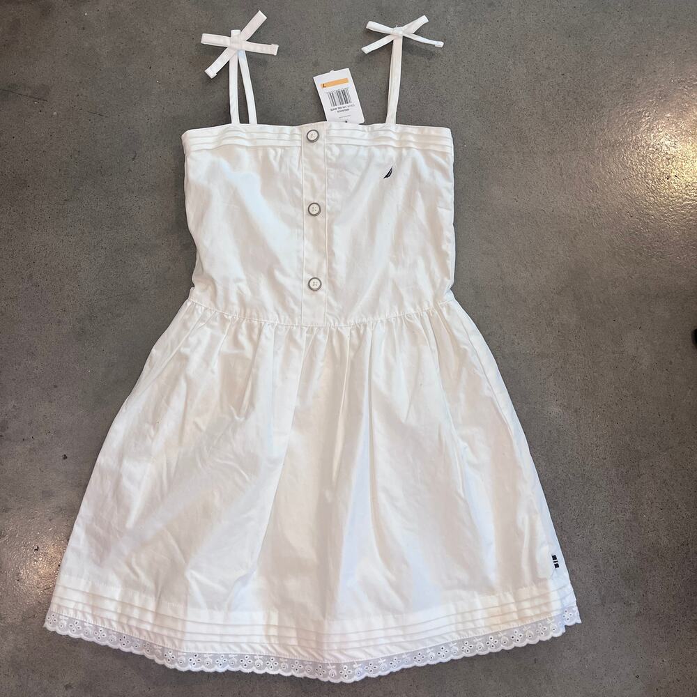 Nautica White 100 Cotton Summer Dress Girls size 7 NEW preppy summer